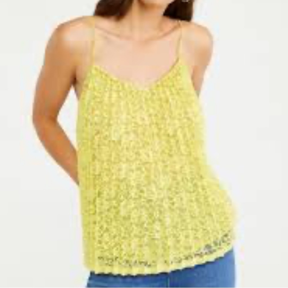 Ann Taylor Yellow Lace Overlay Pleated Front Spaghetti Strap Lined Top sz XS NWT - Picture 6 of 11